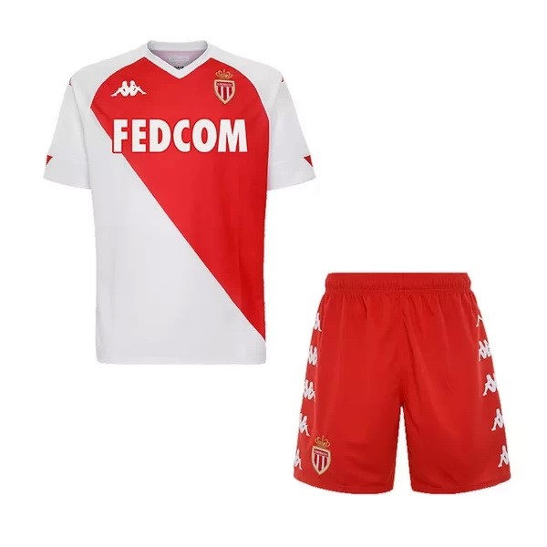 Camiseta AS Monaco Primera equipo Niños 2020-21 Blanco Rojo